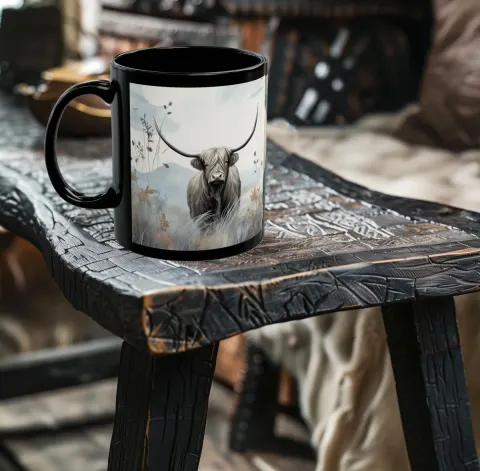 Washed Watercolor Highland Cow Mug