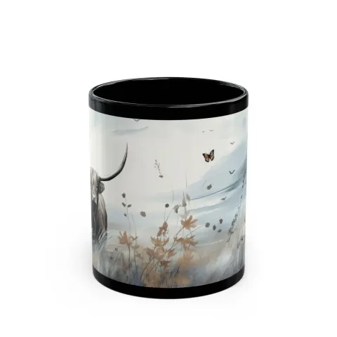 Washed Watercolor Highland Cow Mug, view 2