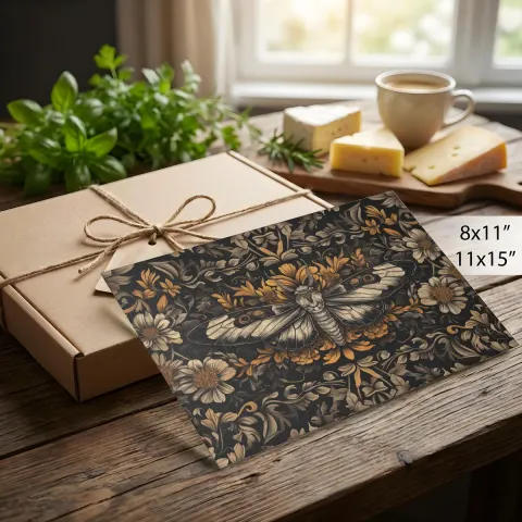 Art Nouveau Floral Moth Glass Cutting Board
