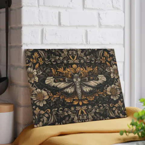 Art Nouveau Floral Moth Glass Cutting Board, view 3