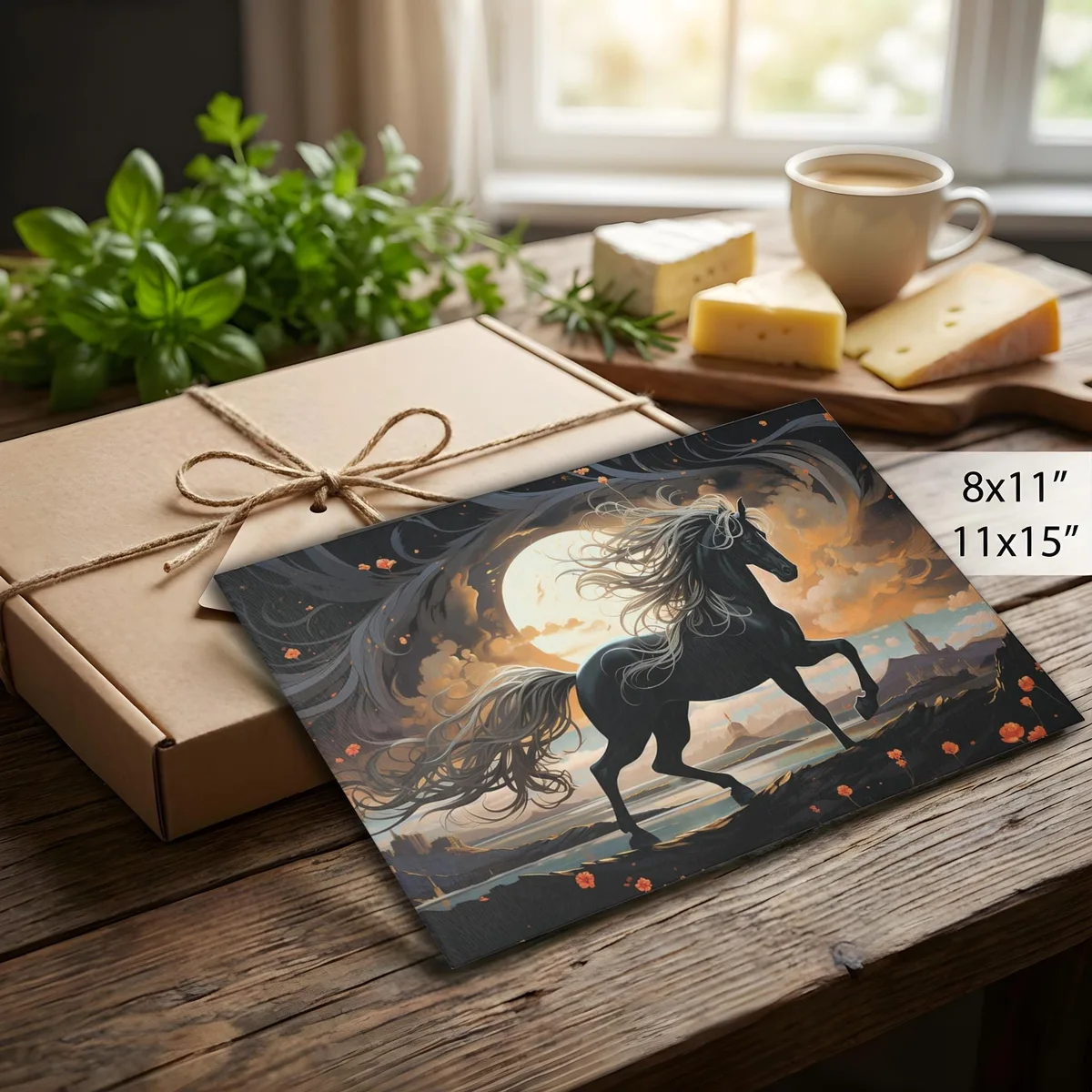 Black Stallion Tempered Glass Cutting Board: Horse Kitchen Decor