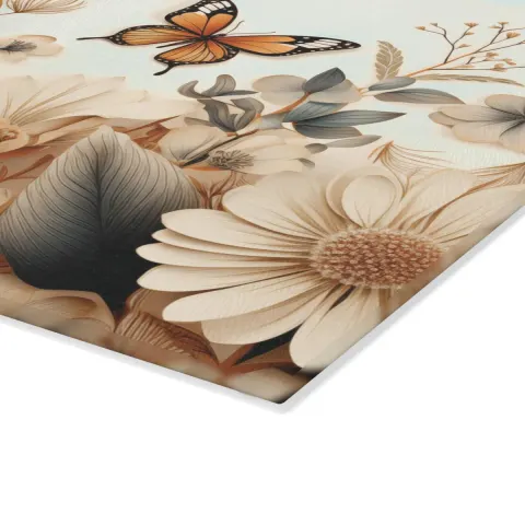 Earth Tone Flowers & Butterflies Cutting Board, view 2