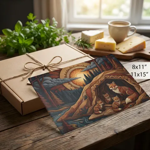 Fox Den Glass Cutting Board for Cooking and Kitchen Decor