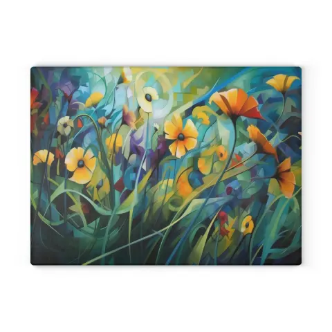Cubist Style Wildflowers Cutting Board, view 2