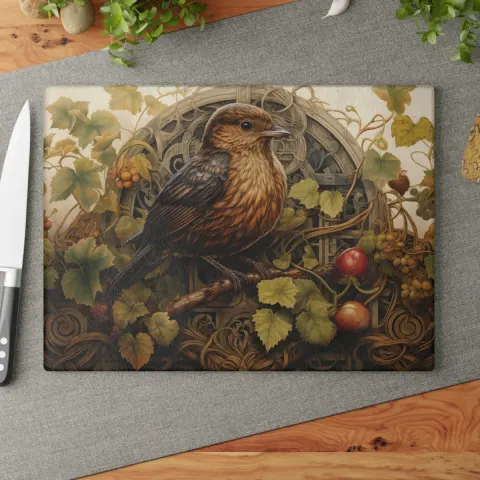 Rustic Vintage Style Bird Art Cutting Board