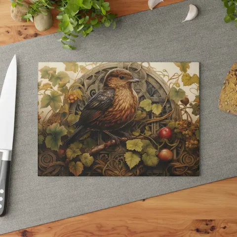 Rustic Vintage Style Bird Art Cutting Board, view 2