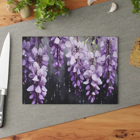 Wisteria in the Rain Cutting Board, view 2