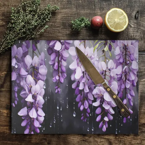 Wisteria in the Rain Cutting Board, view 3
