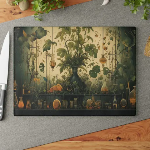 Witchy Botanical Plants and Potions Chopping Board Cutting Board, view 2