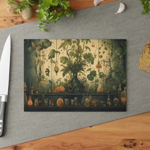 Witchy Botanical Plants and Potions Chopping Board Cutting Board, view 3