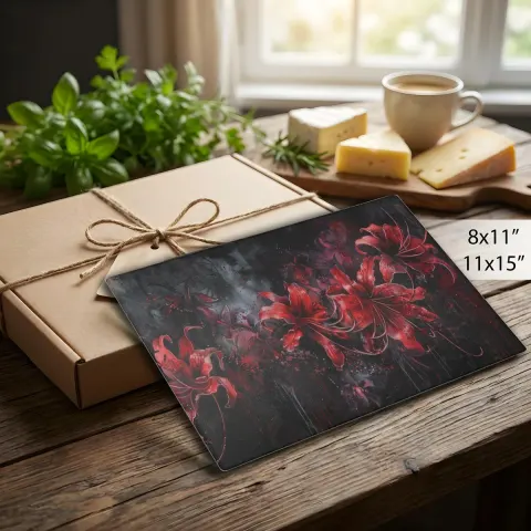 Gothic Spider Lilies in Red Cutting Board