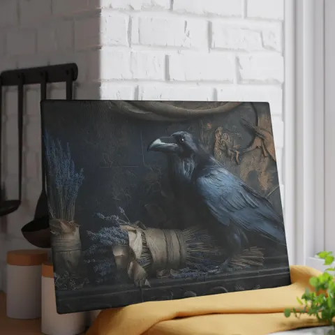 Lavender Crow Glass Cutting Board