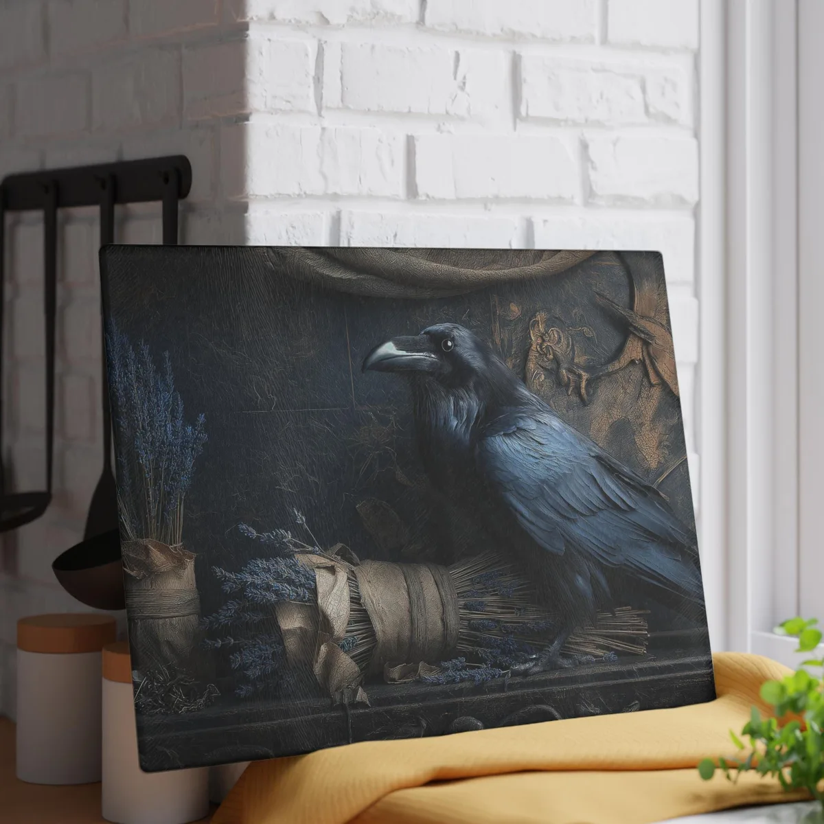 Lavender Crow Glass Cutting Board