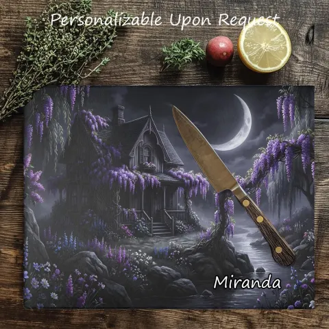 Midnight Wisteria Cottage Glass Serving Board Cutting Board, view 3
