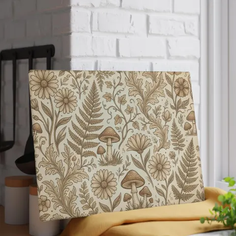 Mushroom and Fern Pattern Glass Cutting Board, view 2