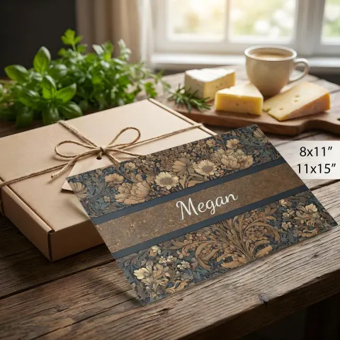 Personalized Dark William Morris-inspired Glass Cutting Board, view 2