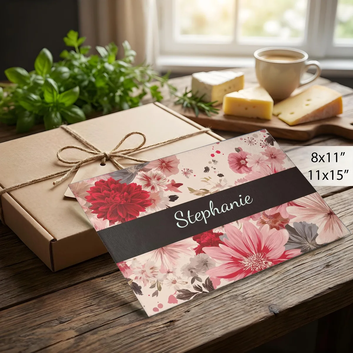 Pink Japanese Floral Glass Cutting Board: Tempered Kitchen Decor