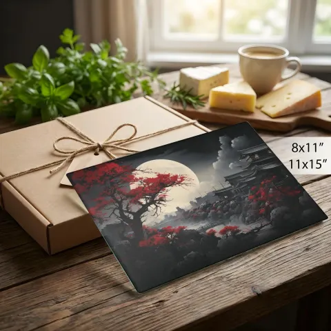 Riverside Japanese Full Moon and Sakura Cutting Board