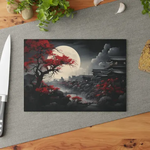 Riverside Japanese Full Moon and Sakura Cutting Board, view 3