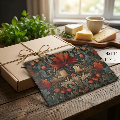 William Morris-inspired Floral Glass Cutting Board: Elegant Kitchen Decor, view 2