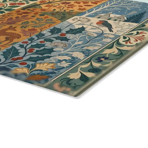 William Morris Inspired Seasons Floral Panel Glass Cutting Board, view 3