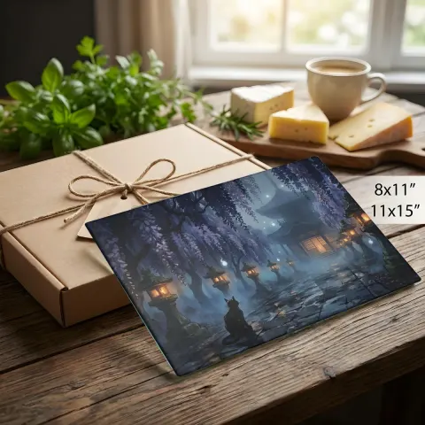 Wisteria Temple Pathway Japanese Art Glass Cutting Board