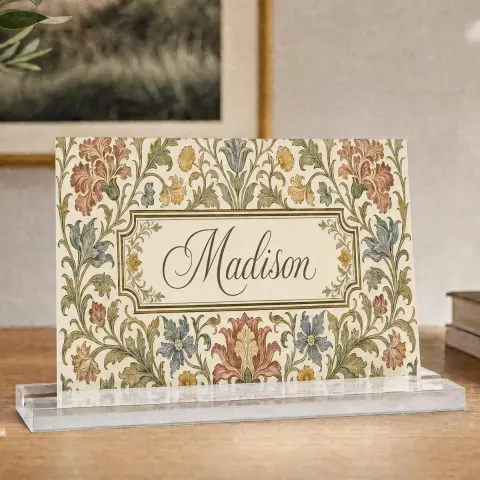 Floral Vintage Name Plate Acrylic Table Sign