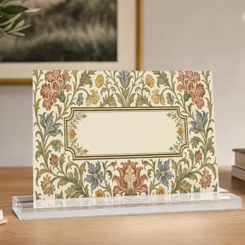 Floral Vintage Name Plate Acrylic Table Sign, view 2