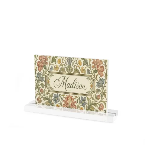 Floral Vintage Name Plate Acrylic Table Sign, view 3