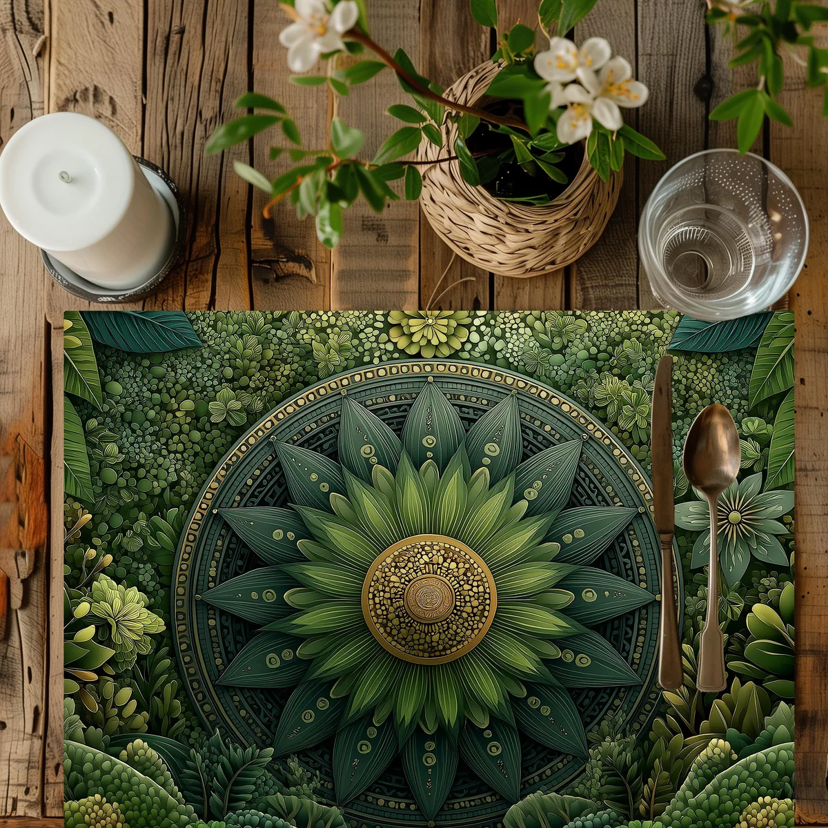 Artful Green Botanical Cotton Placemat