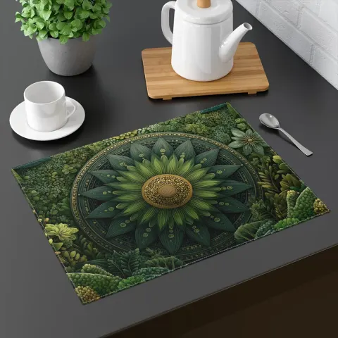 Artful Green Botanical Cotton Placemat, view 2