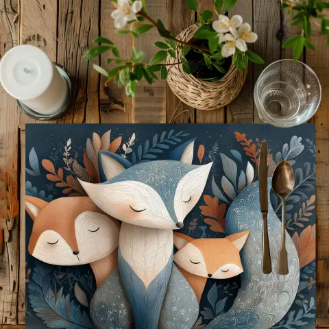 Blue Fox Placemat: Artful Table Decor