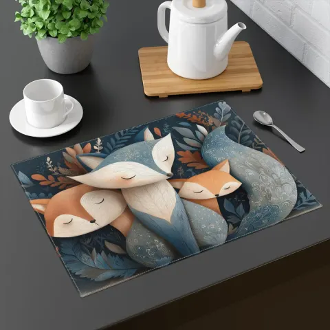 Blue Fox Placemat: Artful Table Decor, view 2