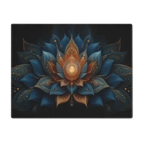 Celestial Blue Gold Lotus Placemat, view 3