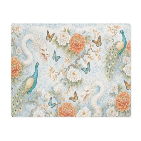 Chinoiserie Peacock and Dragon Floral Placemat, view 2