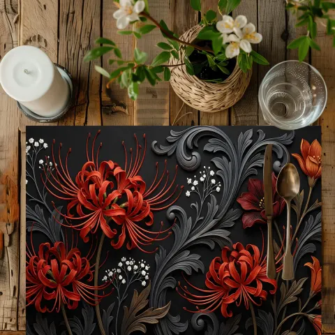 Dark Floral Placemat, view 2