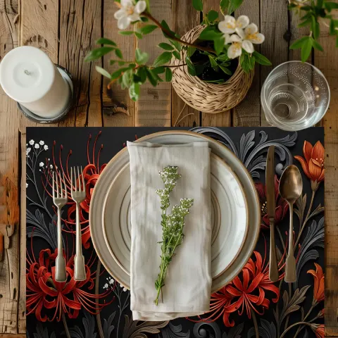 Dark Floral Placemat, view 3