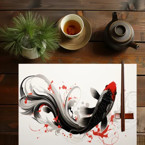 Elevate Your Dining Experience with Japanese Koi Fish Placemats