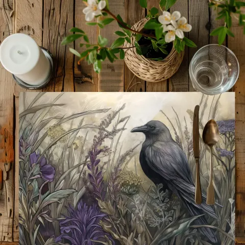 Enchanted Crow and Wildflowers Placemat