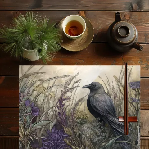 Enchanted Crow and Wildflowers Placemat, view 2