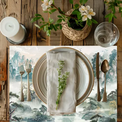 Experience Tradition with Chinese Landscape Art Placemats, view 2