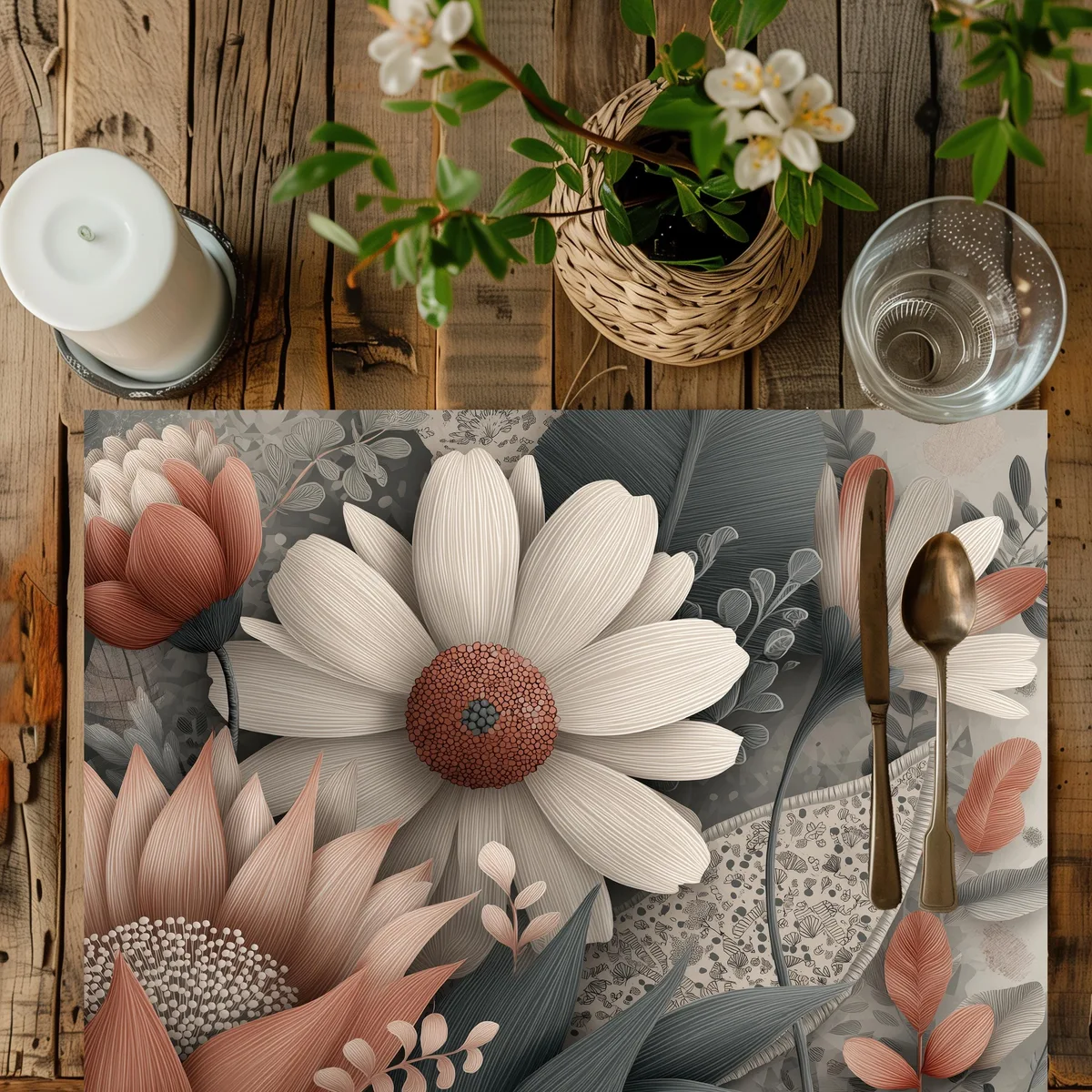 Floral Cotton Placemat: Vintage-Style Table Setting