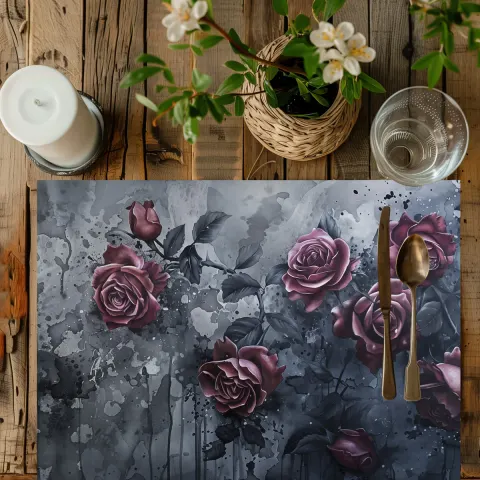Gothic Watercolor Roses Placemat