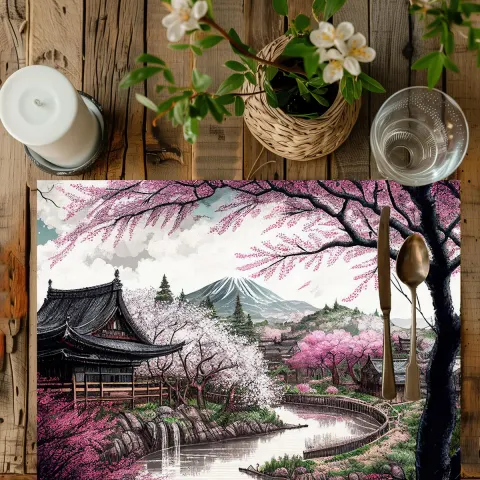 Japanese Sakura Village Placemat