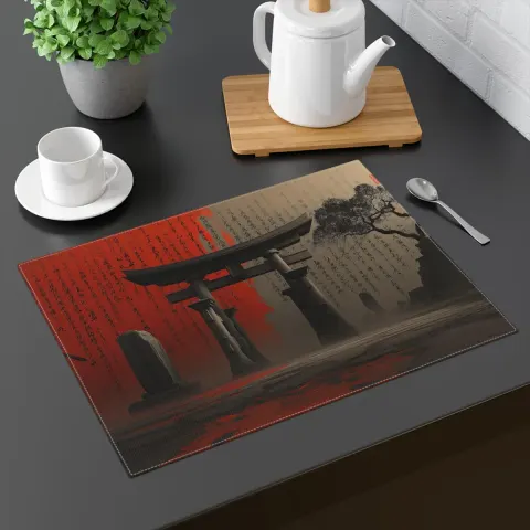 Japanese Tori Gate Placemat: Cotton Dining Table Decor, view 2