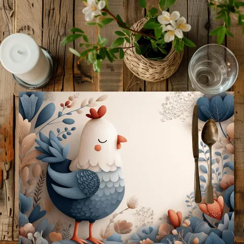 Kawaii Chicken Placemat: Vintage Table Decor