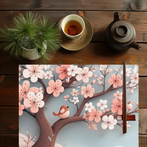 Kawaii Sakura Songbird Placemat