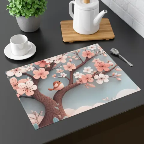 Kawaii Sakura Songbird Placemat, view 2