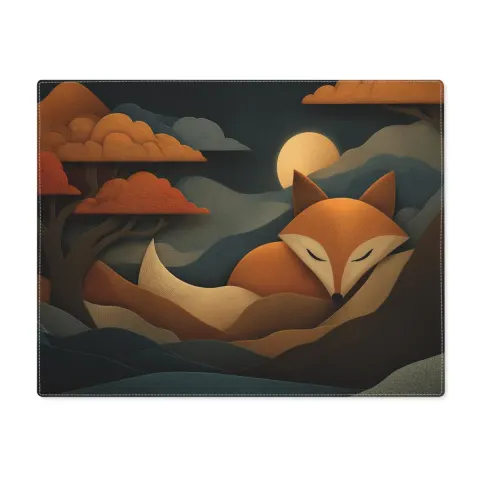 Kawaii Sleeping Japanese Red Fox Placemat, view 3