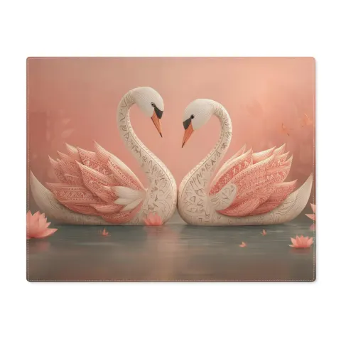 Kawaii Swans Cotton Placemats: Elegant Dining Table Decor, view 3